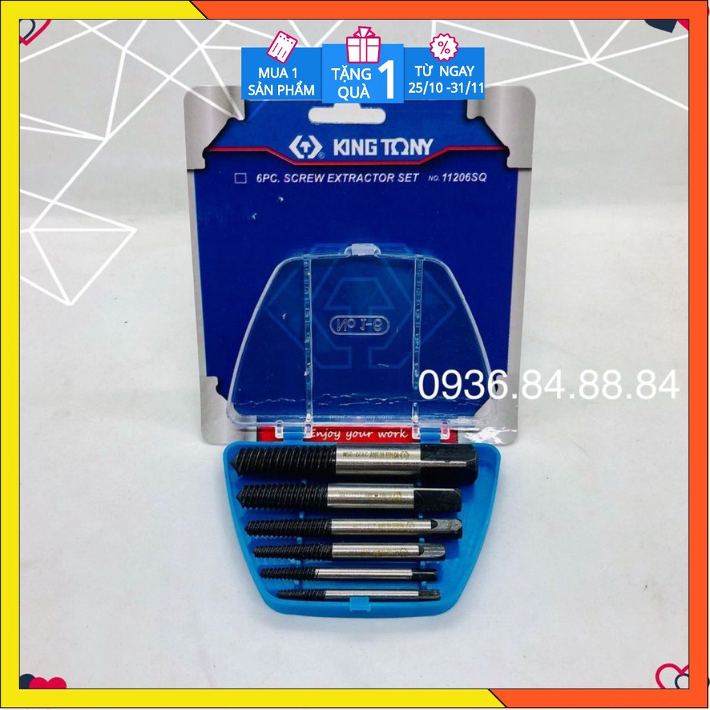Bộ Nhổ Ốc Gãy KingTony xtools Taro ren trái kingtony 5 chi tiết, 6 chi tiết