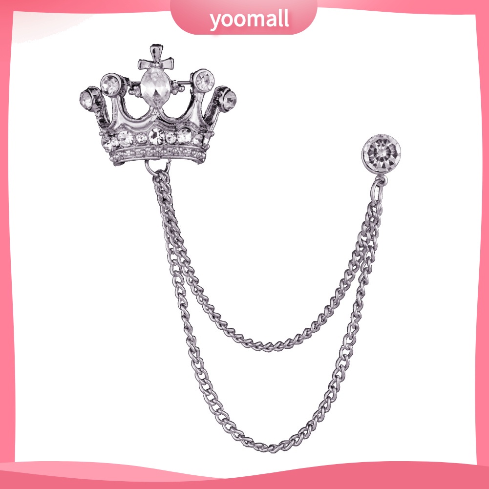 Ghim Cài Áo Hình Vương Miện Phối Dây Xích Tua Rua Phong Cách Cổ Điển Thời Trang Cho Nam Và Nữ