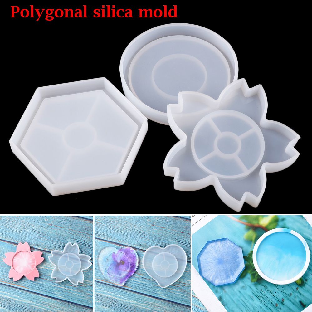Khuôn Silicon Làm Đế Lót Ly Hình Đa Giác Trong Suốt