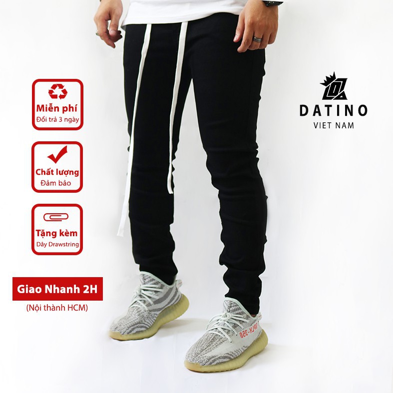 Quần jean nam đen trơn Streetwear DATINO form Skinny chất Denim co giãn, bền màu