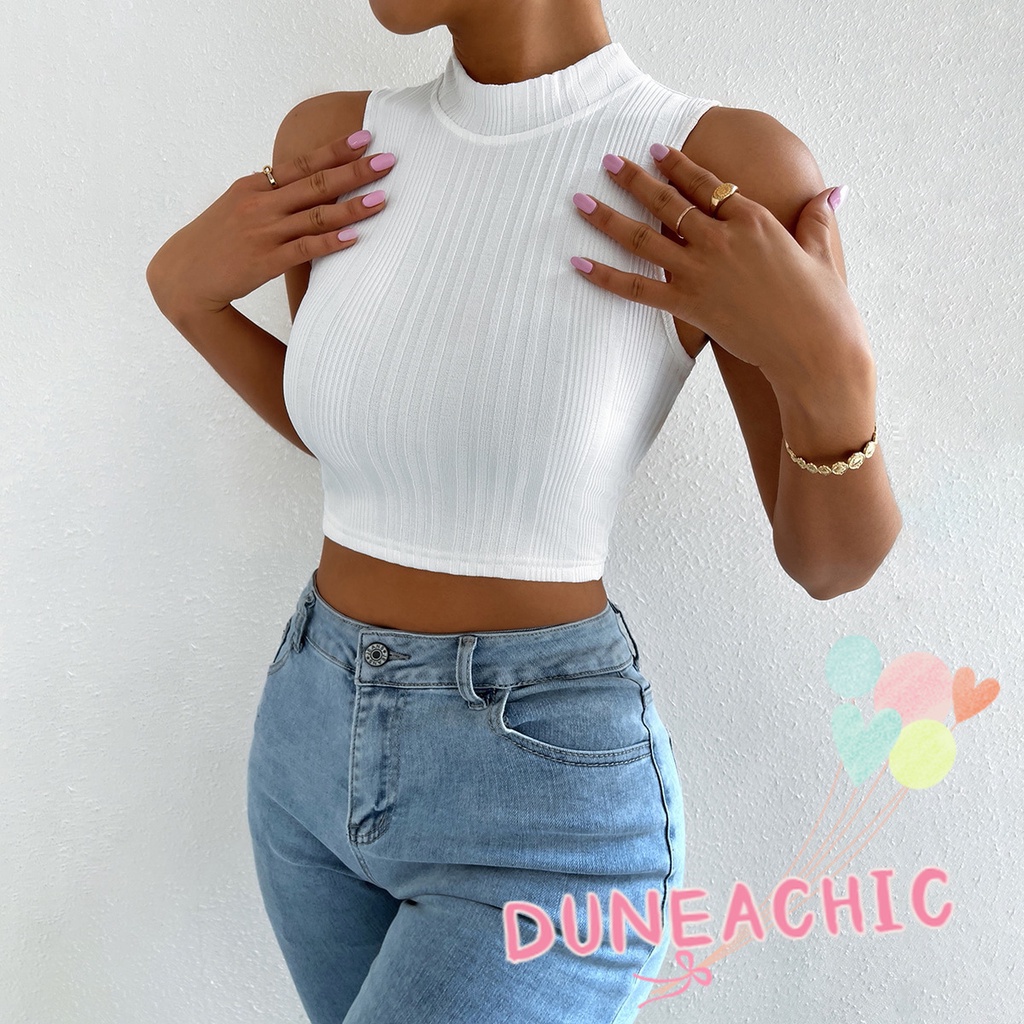 DUNEA Áo Tank Top Cổ Tròn Màu Trơn Thời Trang Cho Nữ