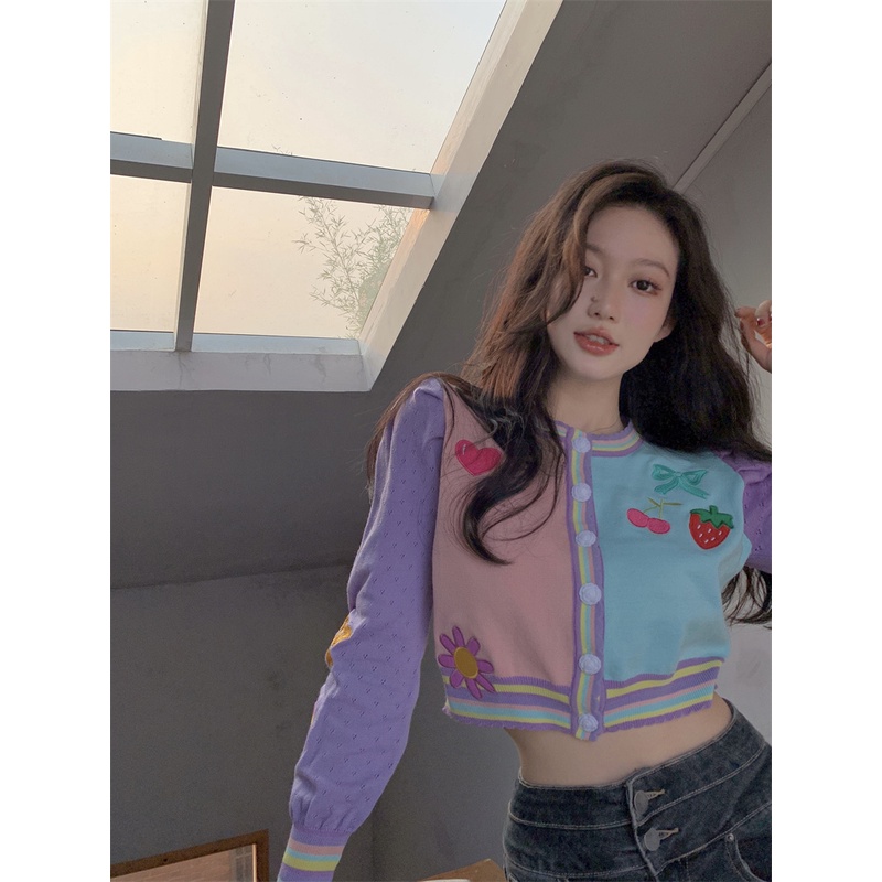 Cocory vn Áo khoác cardigan dệt kim tay dài thêu họa tiết thời trang Hàn Quốc cho nữ | BigBuy360 - bigbuy360.vn