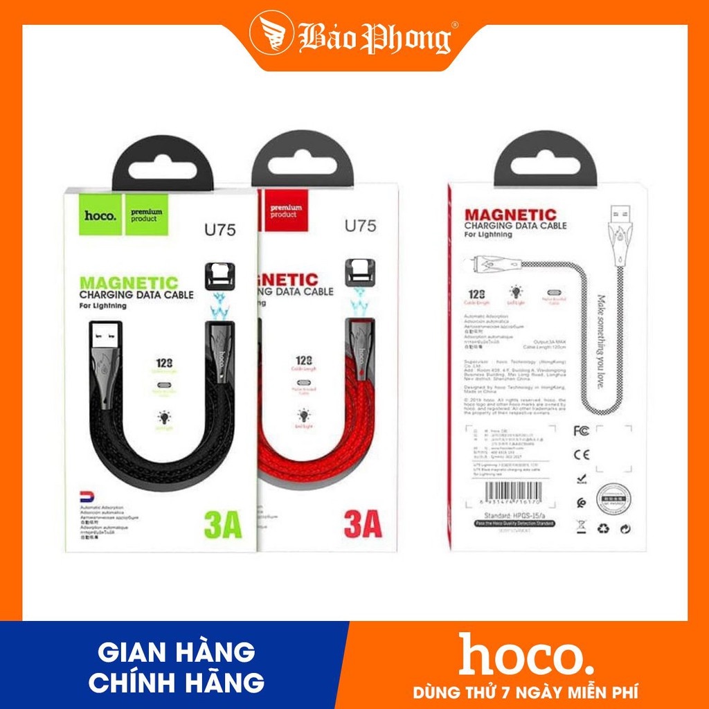 CÁP SẠC NHANH HOCO U75 nam châm 3A