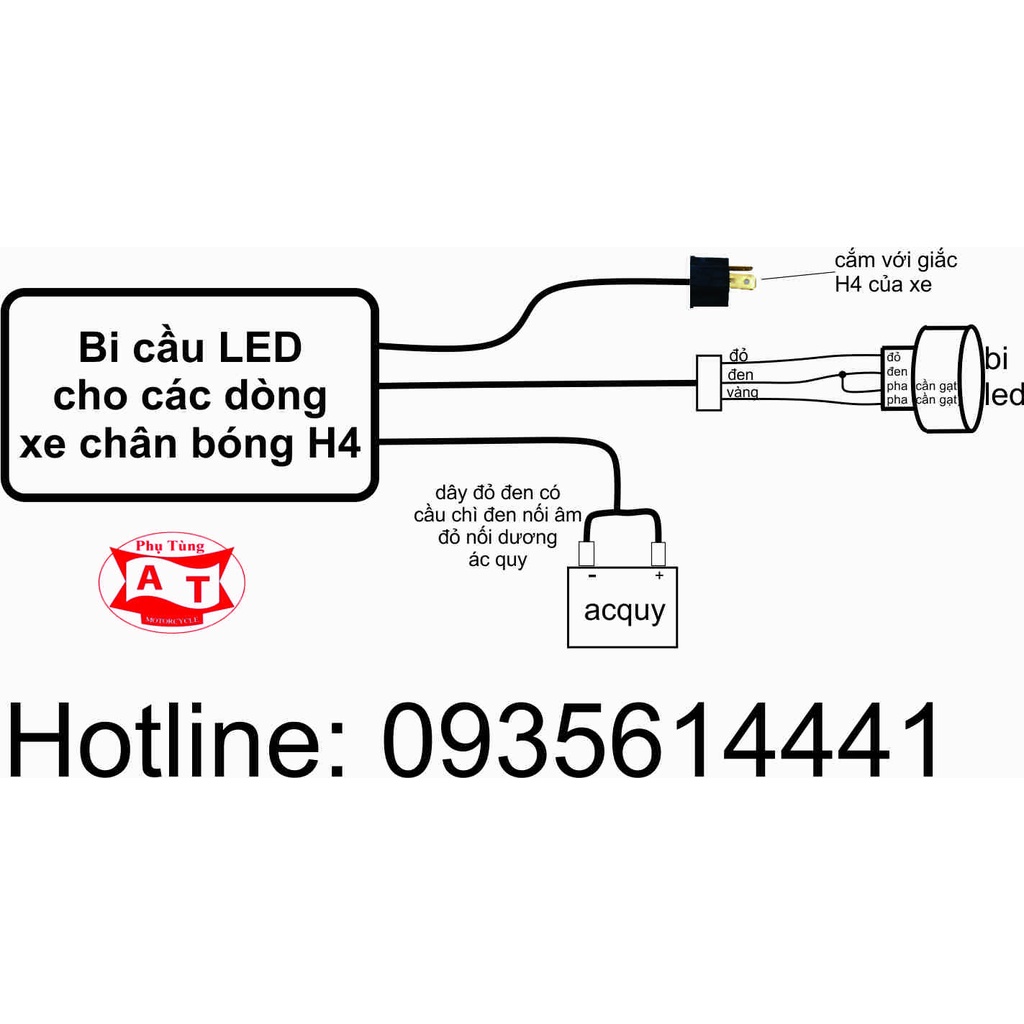 Mạch Bật Tắt Bi Led Bi Titanblack Chân H4 dùng cho các dòng xe đèn chân H4 Ex150 2018 Wave