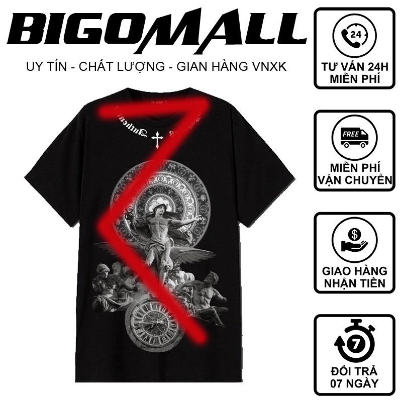 Áo thun tay lỡ tượng tròn đông hô BIGOMALL - Áo phông nam nữ unisex form rộng 65kg