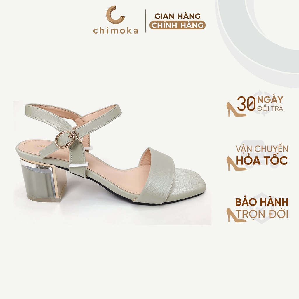 Dép Sandal Gót Trong CHIMOKA 5cm Quai Ngang 4810