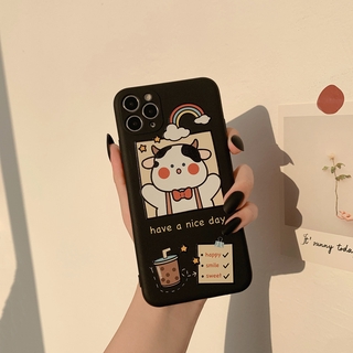 Ốp điện thoại mềm họa tiết bò hoạt hình cho i 12 Pro Max i 11 Pro Max X XS Max XR 7 8 Plus