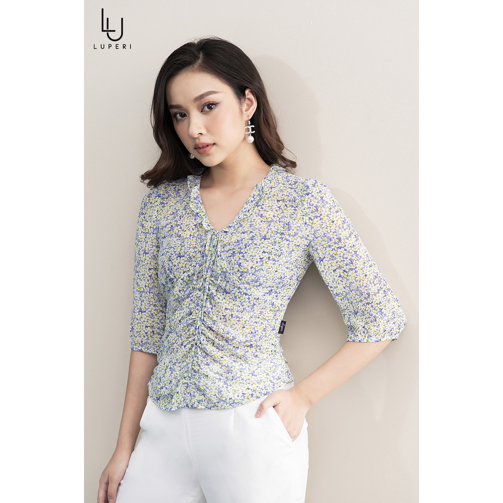 Áo Sơ Mi Nữ Tay Lỡ Rút Ngực Chất Voan Cao Cấp LUPERI LFSM1167 Cho Bạn Nữ Đi Chơi Đi Làm
