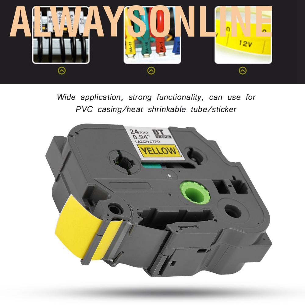 Alwaysonline Compatible for Brother TZe-651 P-Touch Laminated Label Tape Black On Yellow 24mm