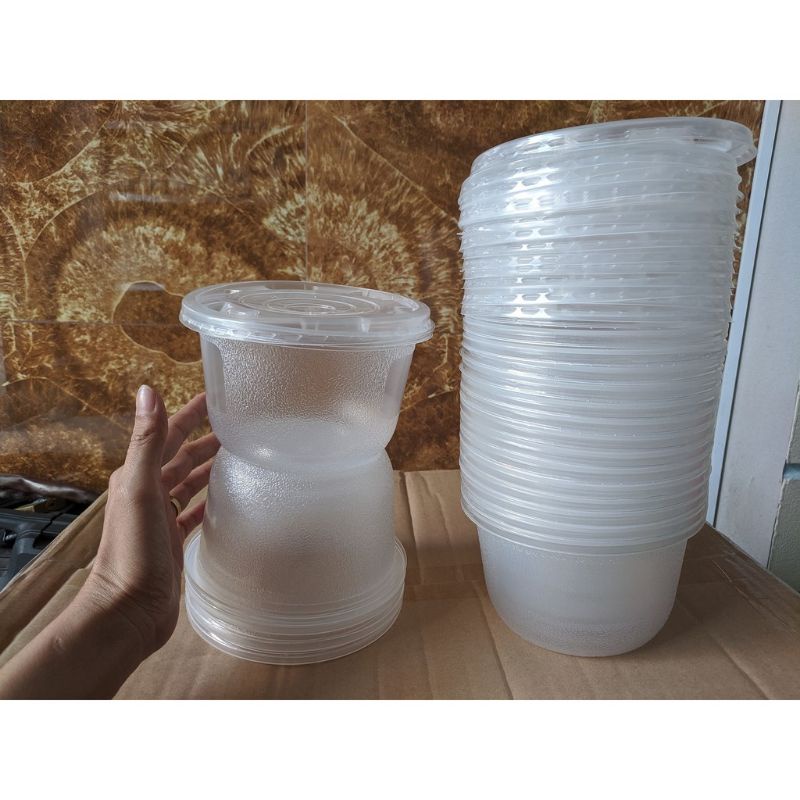 Combo 25 bát nhựa 1000ml có nắp đựng cháo, canh, phở