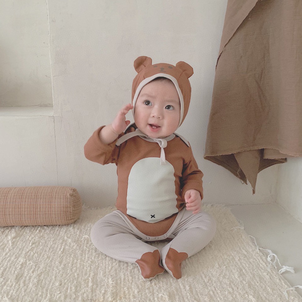 Bộ Áo Liền Quần In Hoạt Hình Dễ Thương Cho Bé