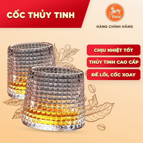 Cốc thủy tinh cao cấp đế lồi Deli Glassware dùng uống cà phê uống rượu sang trọng