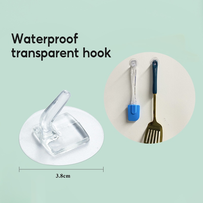 Móc treo đồ dán tường bằng nhựa trong suốt có thể tái sử dụng tiện lợi
