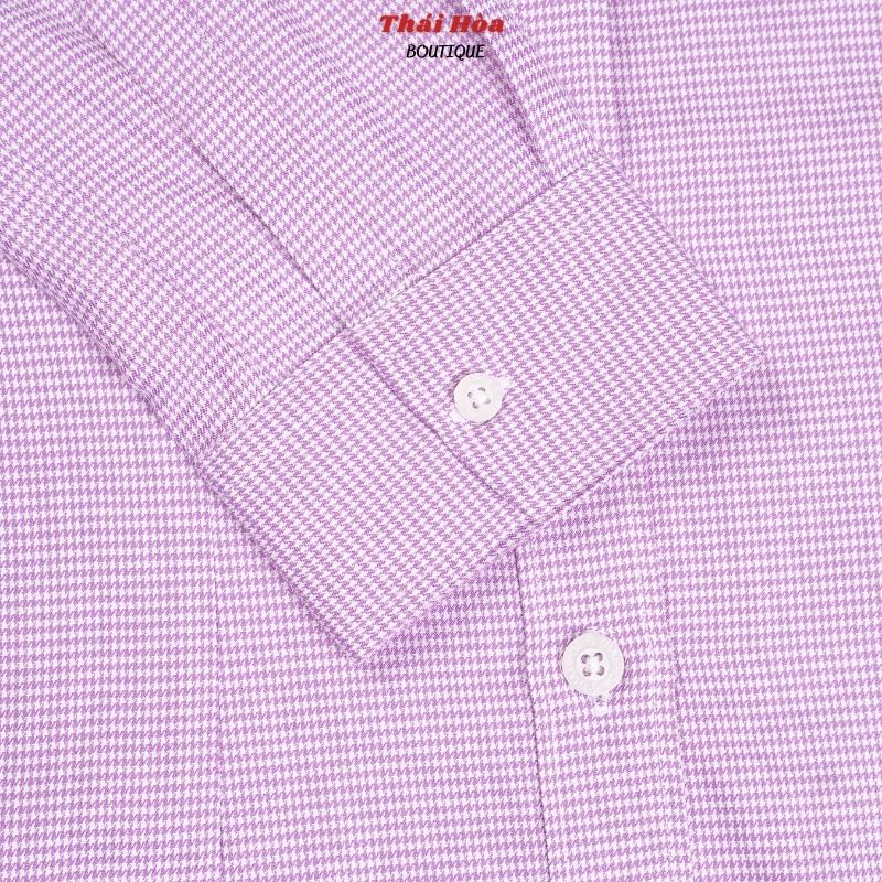 Áo sơ mi nữ kiểu công sở đẹp dài tay kẻ caro màu tím cotton Thái Hoà 65-05-01