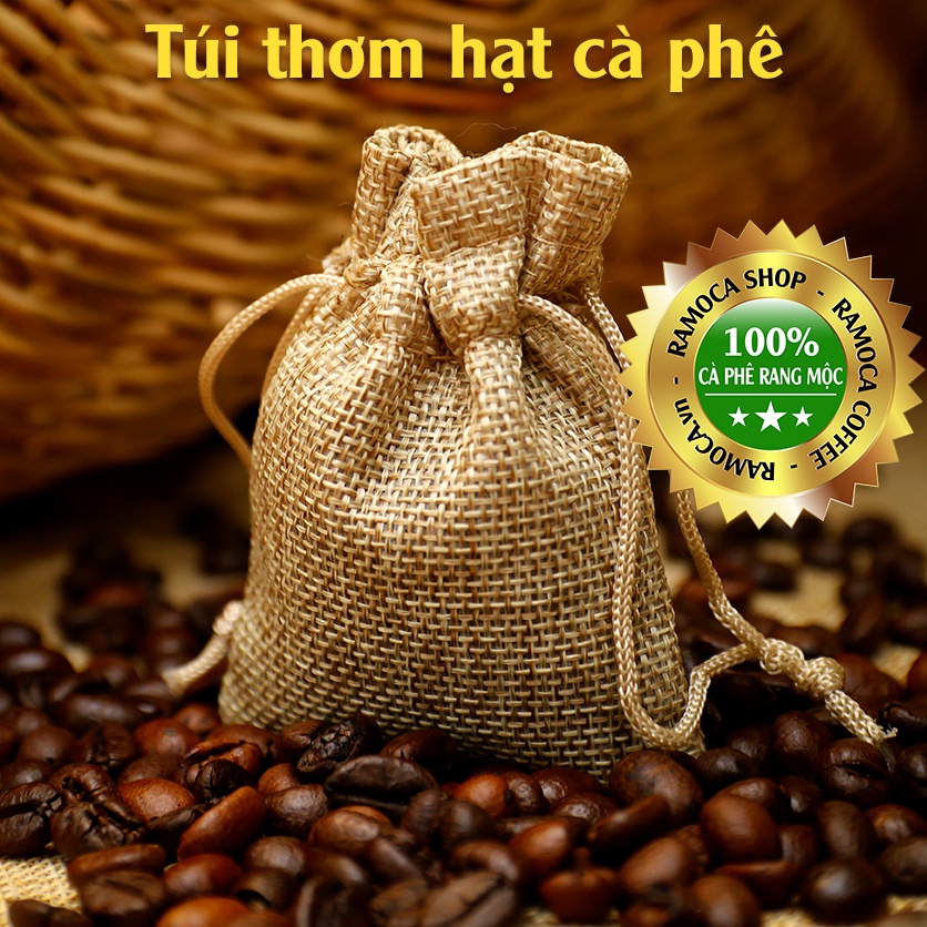 Túi thơm cafe treo xe ô tô || hút ẩm, khử mùi và làm thơm xe || 100% hạt cafe rang mộc II túi vải đay dây rút nhiều màu | BigBuy360 - bigbuy360.vn