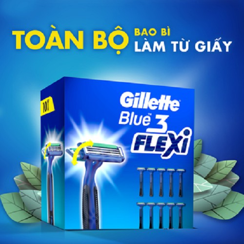 Hộp 10 Dao Cạo Râu Gillette Râu Dùng 1 Lần Gillette Blue 3 Flexi