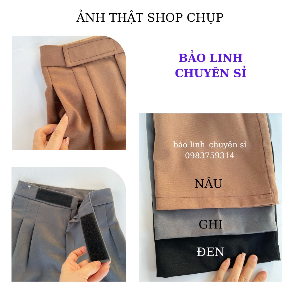 Quần Tây Ống Rộng Bảo Linh Ống Suông Nữ Lưng Cao Cạp Dán Siêu Hack Dáng M898