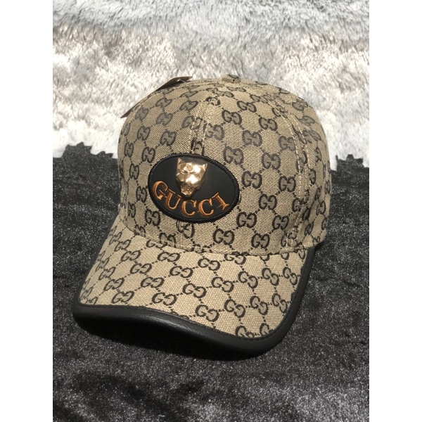 Nón lưỡi trai gg mạc da thêu gc có gắn đầu hổ