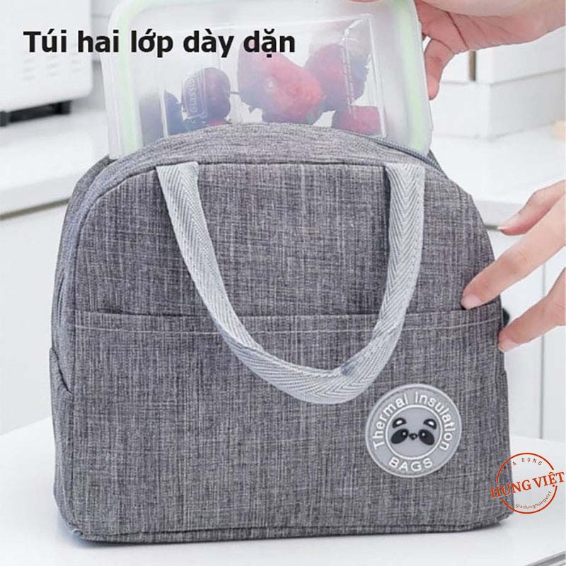 Túi đựng hộp cơm/Lunchbag giữ nhiệt cao cấp, họa tiết TRƠN, chống thấm nước [TÚI GIỮ NHIỆT TRƠN]