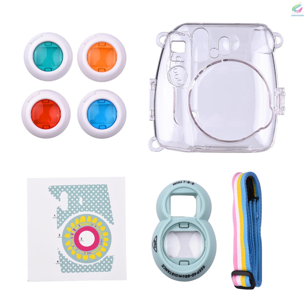 FY 18-in-1 Instant Camera Accessories Kit Replacement for Fujifilm Instax Mini 8/9 Instant Film Camera with Case/ Album/ Selfie Mirror/ Stickers/ Frames/ Lens Filter/ Lanyard and More