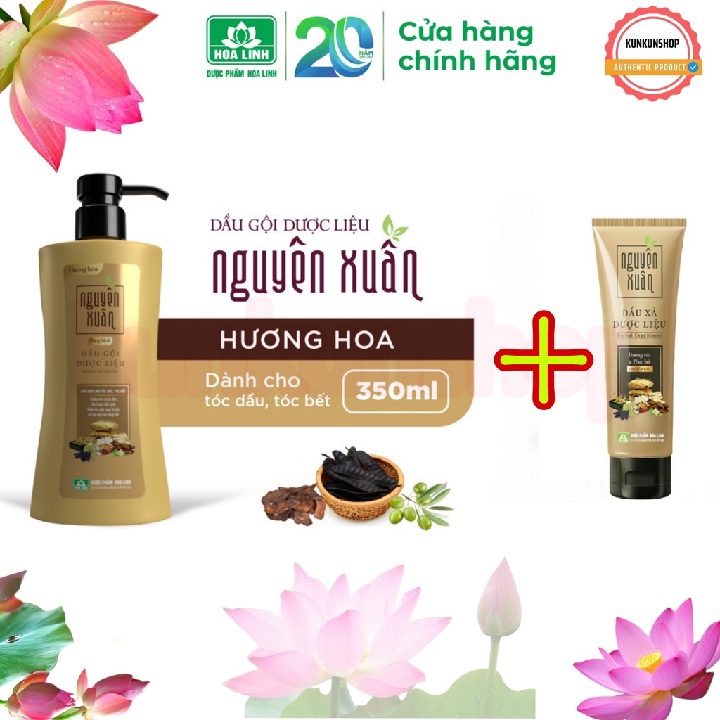 Combo gội Nguyên Xuân thảo dược 350ml xả 180ml đủ loại chính hãng công ty Hoa Linh