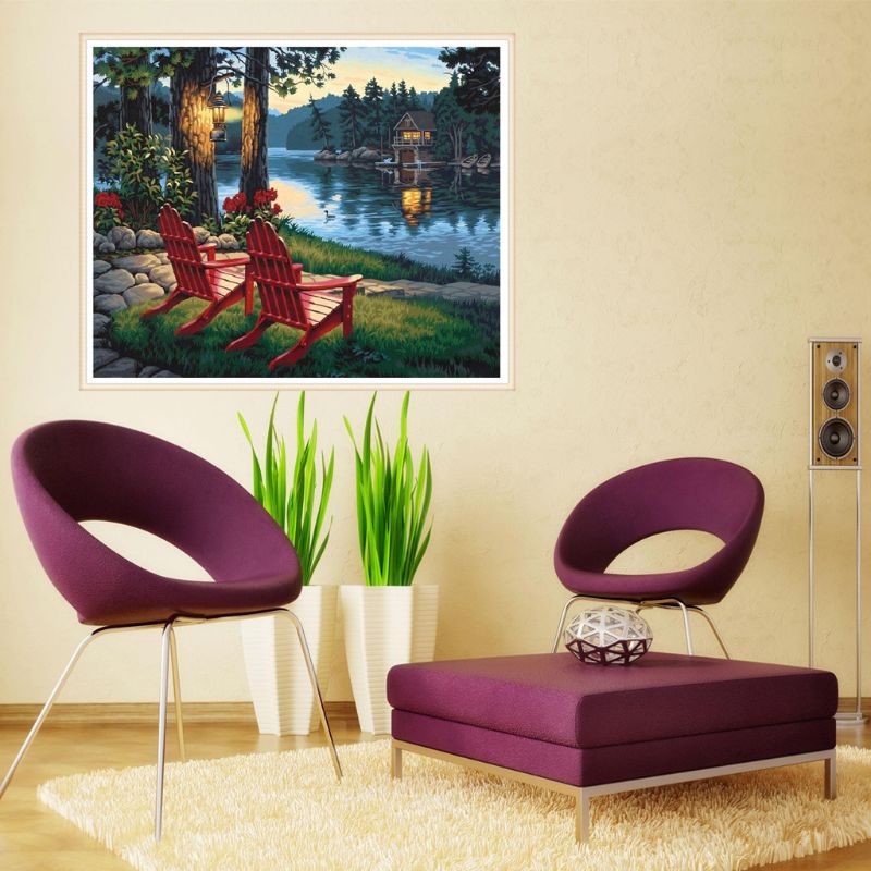 Bộ Tranh Đính Đá 5D Tự Làm Hình Phong Cảnh Ghế Blala Độc Đáo