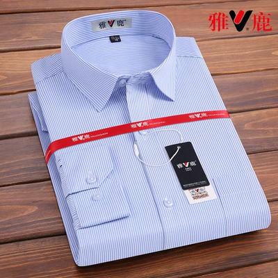 【Non-iron shirt】Men Formal Button Smart Casual Plus Size Long Sleeve Slim Fit Spring and autumn striped shirt men's long sleeve business leisure professional tooling loose non iron cotton shirt