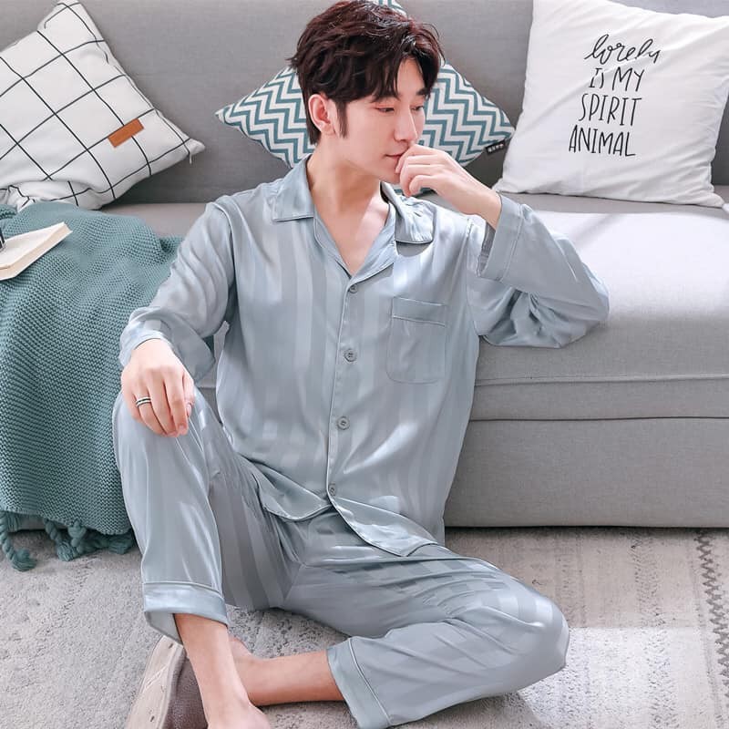 N9371 - Bộ pyjama nam dài tay chất lụa | BigBuy360 - bigbuy360.vn