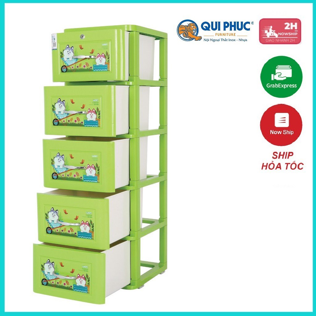 Tủ nhựa LucKy Quy Phúc + 5 tầng: 38 x 41 x 125 Cm- BẢO HÀNH 10 NĂM