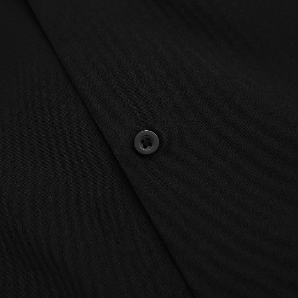 Áo sơ mi Botee Đen Cổ Vest ngắn tay form rộng unisex nam nữ vải lụa