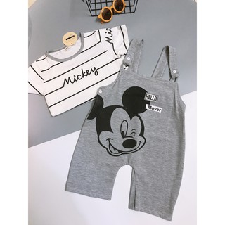 Set yếm mickey xám cho bé
