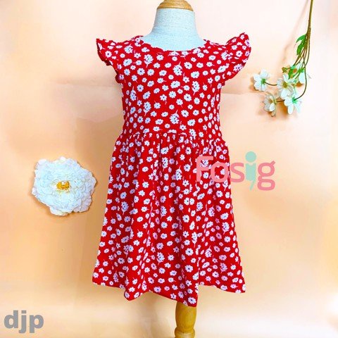 Đầm Cánh Tiên Bé Gái JP - Đỏ Hoa Trắng