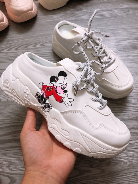 FREESHIP Giày thể thaonữ, sục thể thao đế cao in hình micky cao cấp M01 | BigBuy360 - bigbuy360.vn