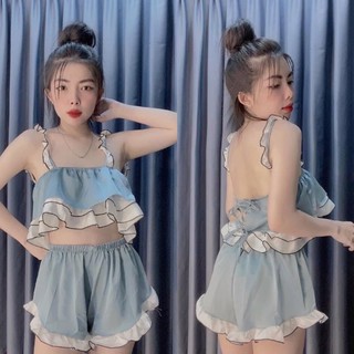 SET BỘ PHỐI BÈO LỤA SATIN SIÊU PHẨM MẶC 2 KIỂU ( HÌNH THẬT + CÓ SẴN )