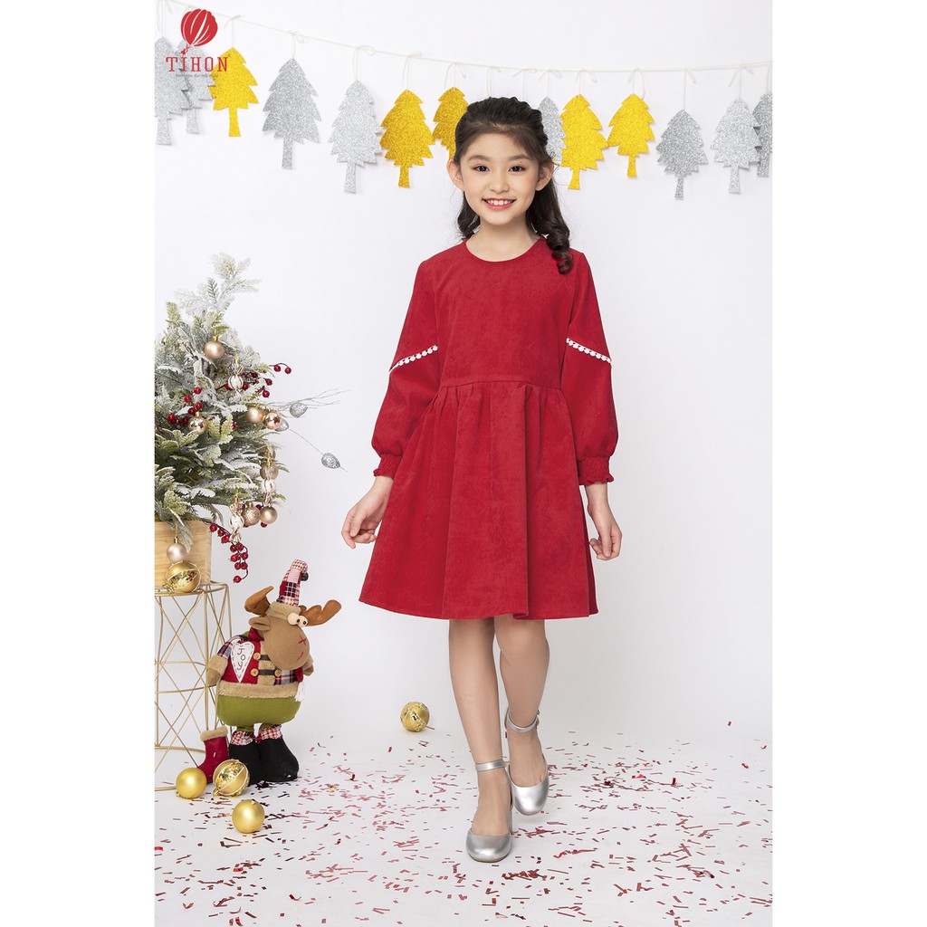 Váy Trẻ Em TIHON Đầm Vải Thô Nhung Cực Thời Trang Cho Bé Gái VT07-1121Đ-906