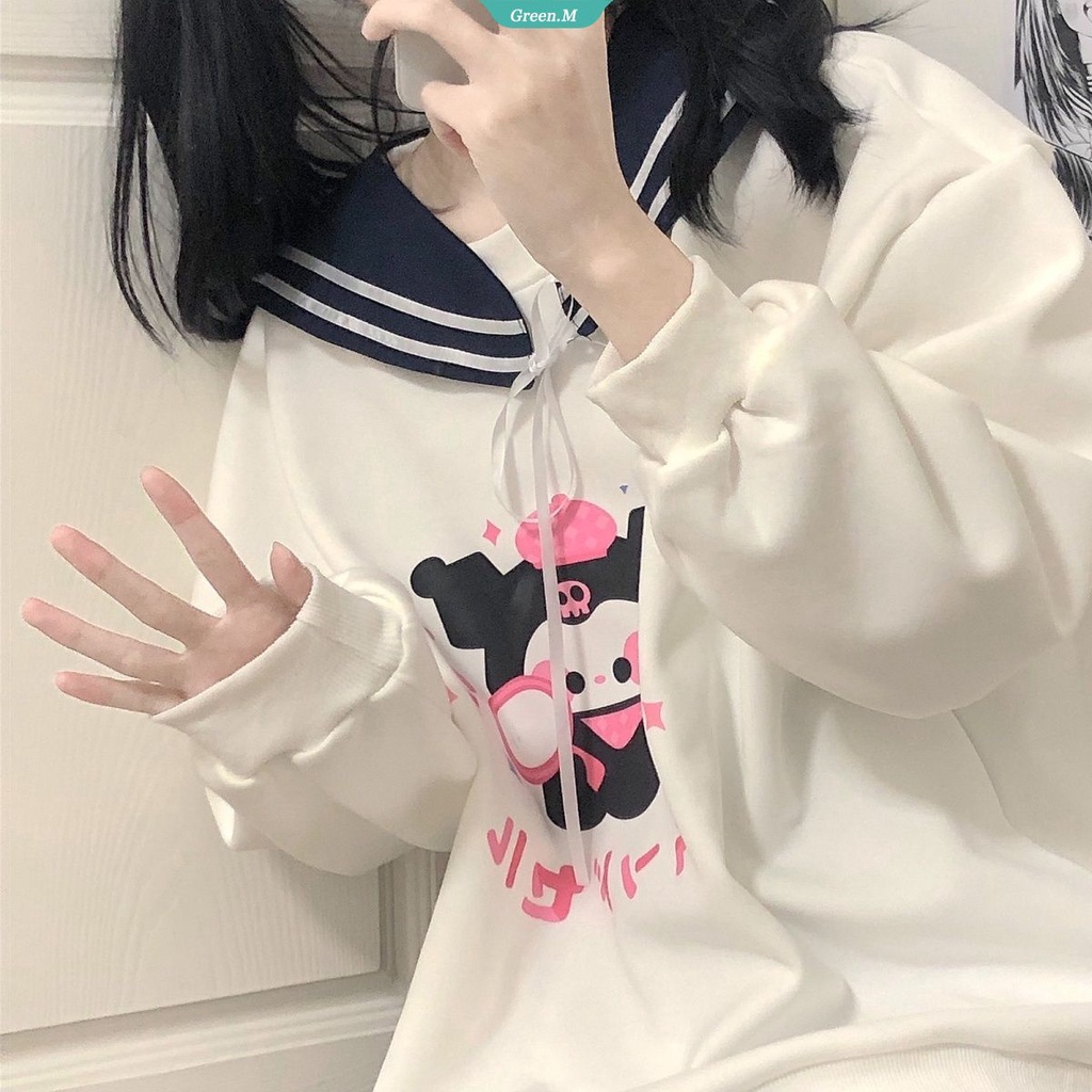 Kuromi Áo Hoodie Cotton Chui Đầu Tay Dài Dáng Rộng Đa Năng Hình Sanrio Anime Nhật Bản Mặc Hàng Ngày Cho Nữ Sinh