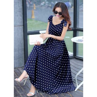 Đầm vintage chấm bi eo thun sale mạnh