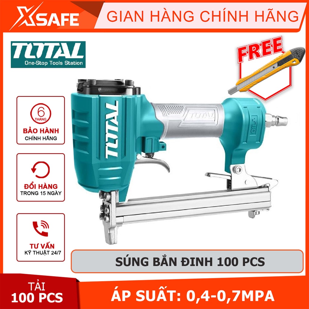 Súng bắn đinh U dùng hơi TOTAL TAT8131-3 Dụng cụ bắn đinh 100 pcs Kích thước ghim 6-13mm, Ga 20,1.2X0,6mm, 11,2mm