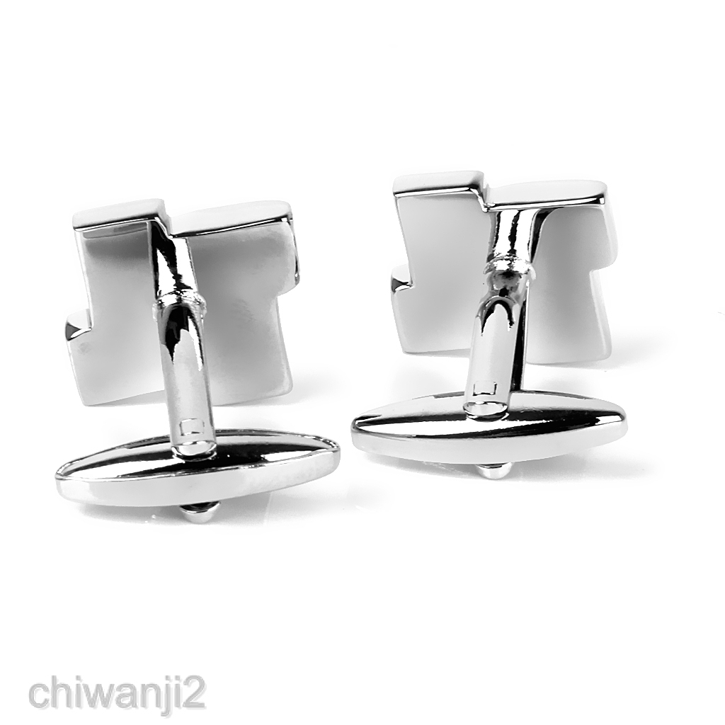 MEN'S SILVER GEOMETRIC FORMAL DRESS SHIRT CUFFLINKS CUFF LINKS WEDDING