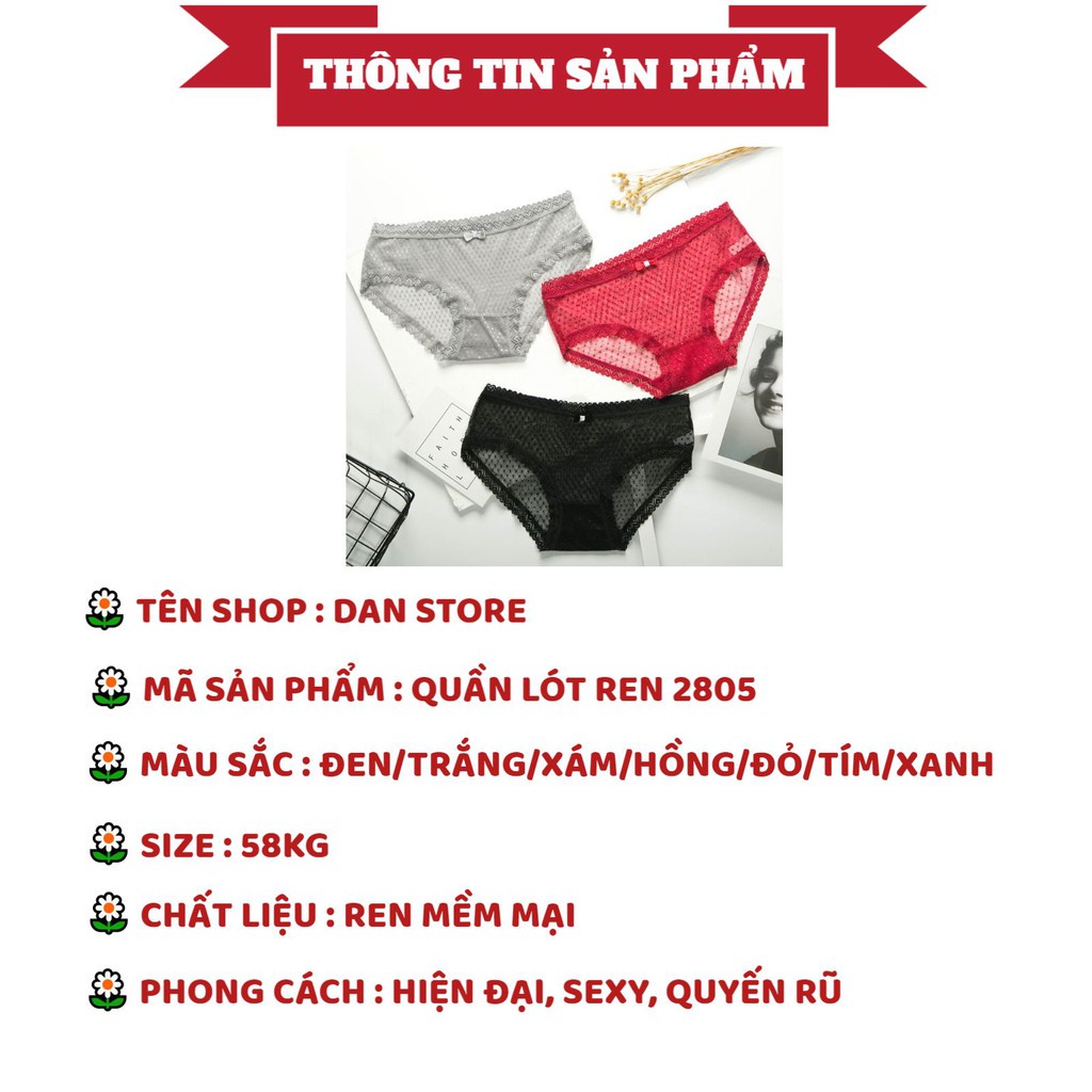 Quần Lót Ren Sexy - Quần Lót Ren xuyên thấu kháng khuẩn mềm mại tôn dáng gợi cảm DAN STORE Mã 2805