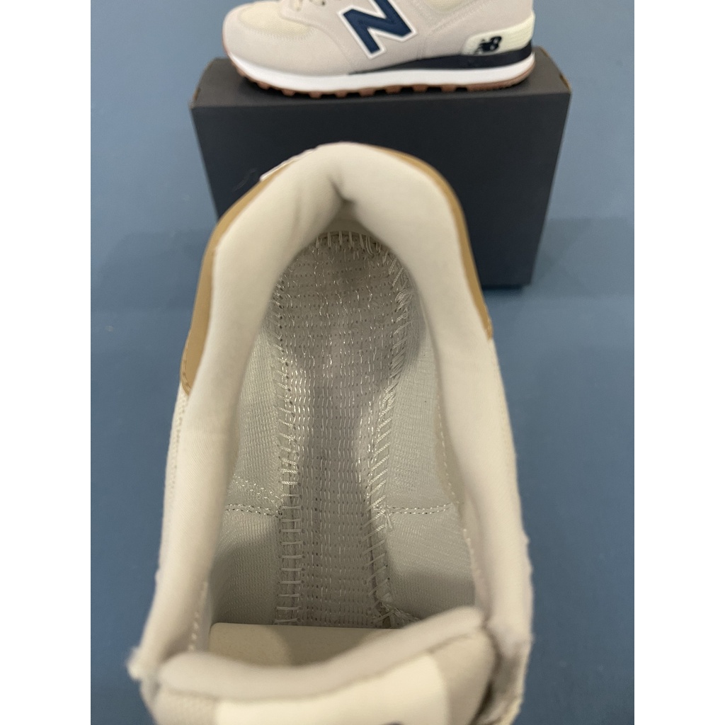 Giày Sneaker NB 574 Xám Chữ Xanh Than Fullbox, Giày thể thao nam nữ NB 574 chất liệu da lộn mịn, cực êm chân