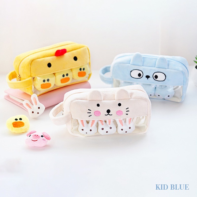 Túi Đựng Bút Cỡ Lớn Phối Lông Kiểu Dáng Dễ Thương Sáng Tạo Cho Nữ