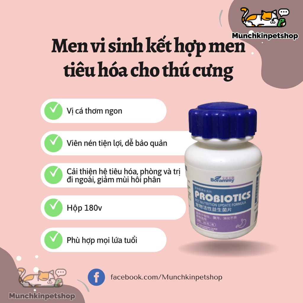 Men vi sinh, men tiêu hóa cho chó mèo MCP, men Probiotic, giảm tiêu chảy, táo bón, biếng ăn, giảm mùi hôi phân