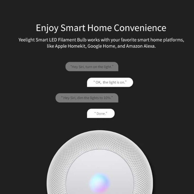 Bóng Đèn LED Dây Tóc Thông Minh Xiaomi Yeelight 500 Lumens 6W Hoạt Động Với Ứng Dụng Apple Homekit Và Mijia