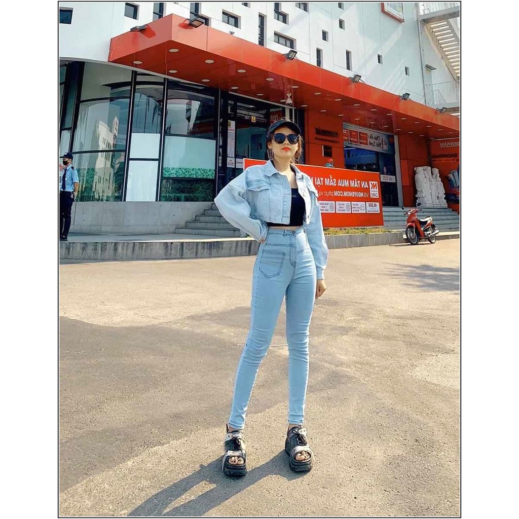 Quần jean nữ lưng SIÊU CAO XANH NHẠT ( qua rốn 7-10cm ) siêu hot 112-#K2