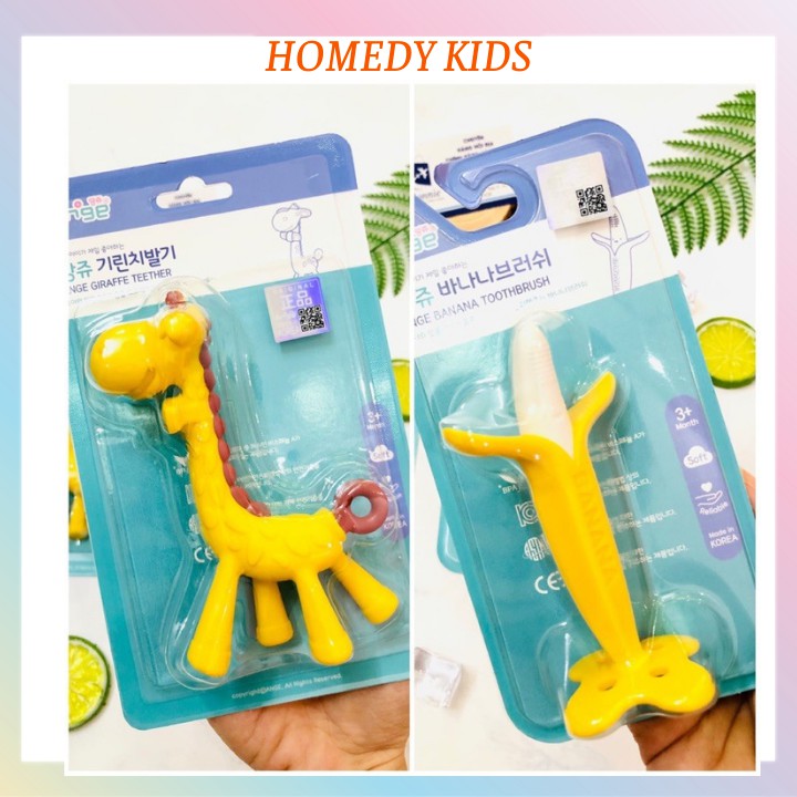 Gặm nướu cho bé ngậm nướu silicon chuối hươu khỉ an toàn Ange chính hãng Homedy kids