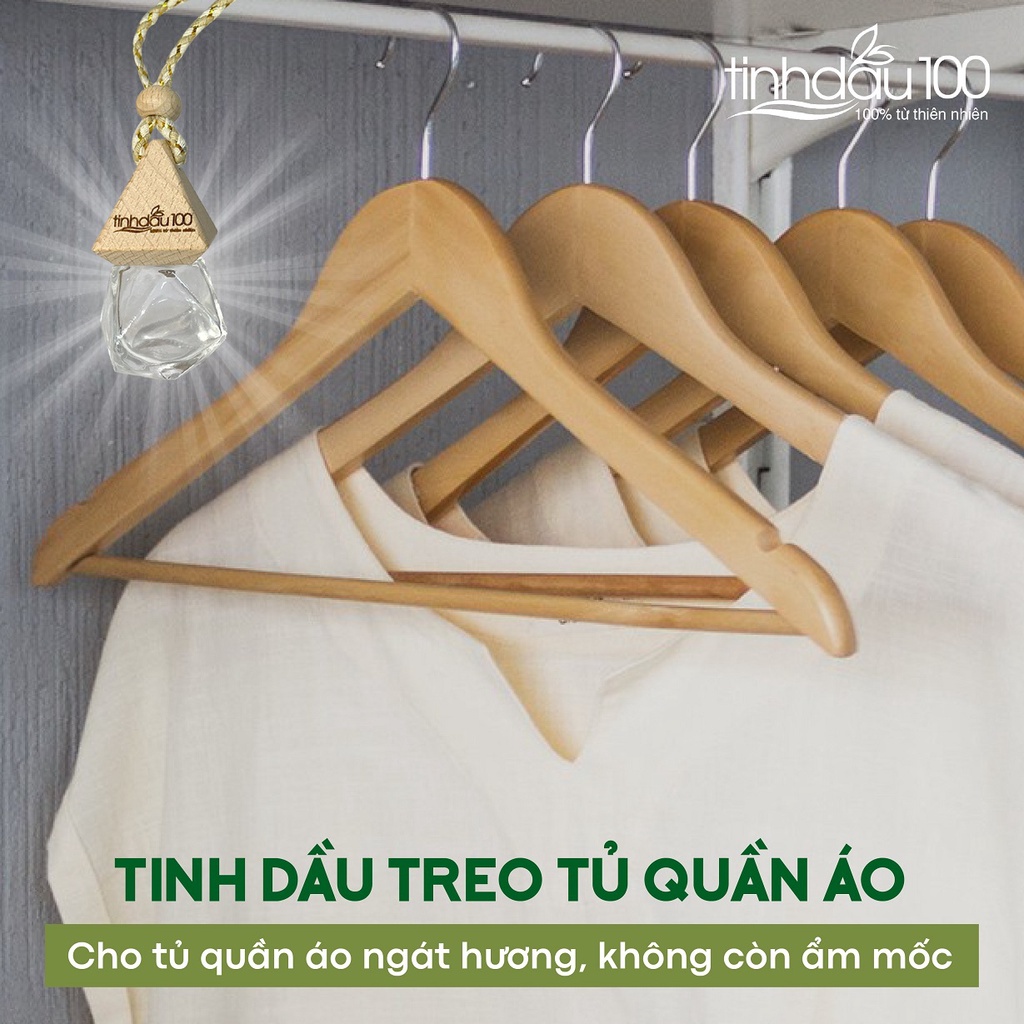 Lọ đựng tinh dầu treo xe ô tô, tủ quần áo, phòng vệ sinh bằng thủy tinh, nắp gỗ, hình lục lăng 7ml Tinh Dầu 100 Shop