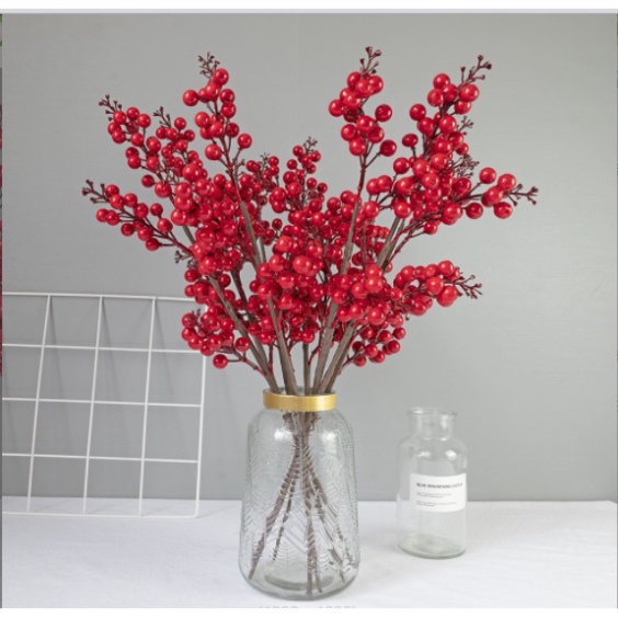LÁ VÀNG-CÀNH ĐÀO ĐÔNG CÀNH TRÁI ĐỎ  decor shop, trang trí nhà cửa. cành cherry đỏ phụ kiện chụp ảnh sản phẩm quà tặng