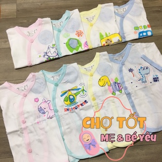 Combo 10 Áo Sơ Sinh Cho Bé Cúc Xéo JOU (5 tay ngắn & 5 tay dài)