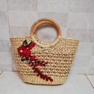 Giỏ xách lục bình phối hoa